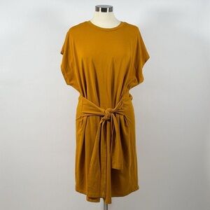 Universal Standard Mustard Yellow Tie-Front Dress